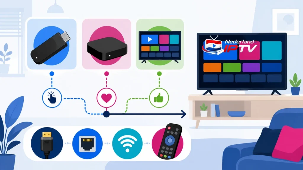 Beste IPTV apparaat beginners met televisie, streamingstick, streamingbox, afstandsbediening, wifi en Ethernet