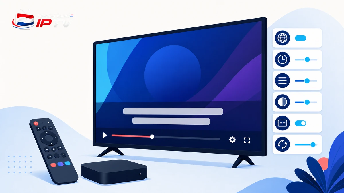 IPTV ondertiteling instellen met televisie, taalkeuze, timing, contrast en afstandsbediening
