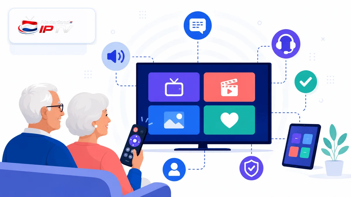 IPTV voor ouderen met eenvoudige televisie, afstandsbediening en ondersteuning
