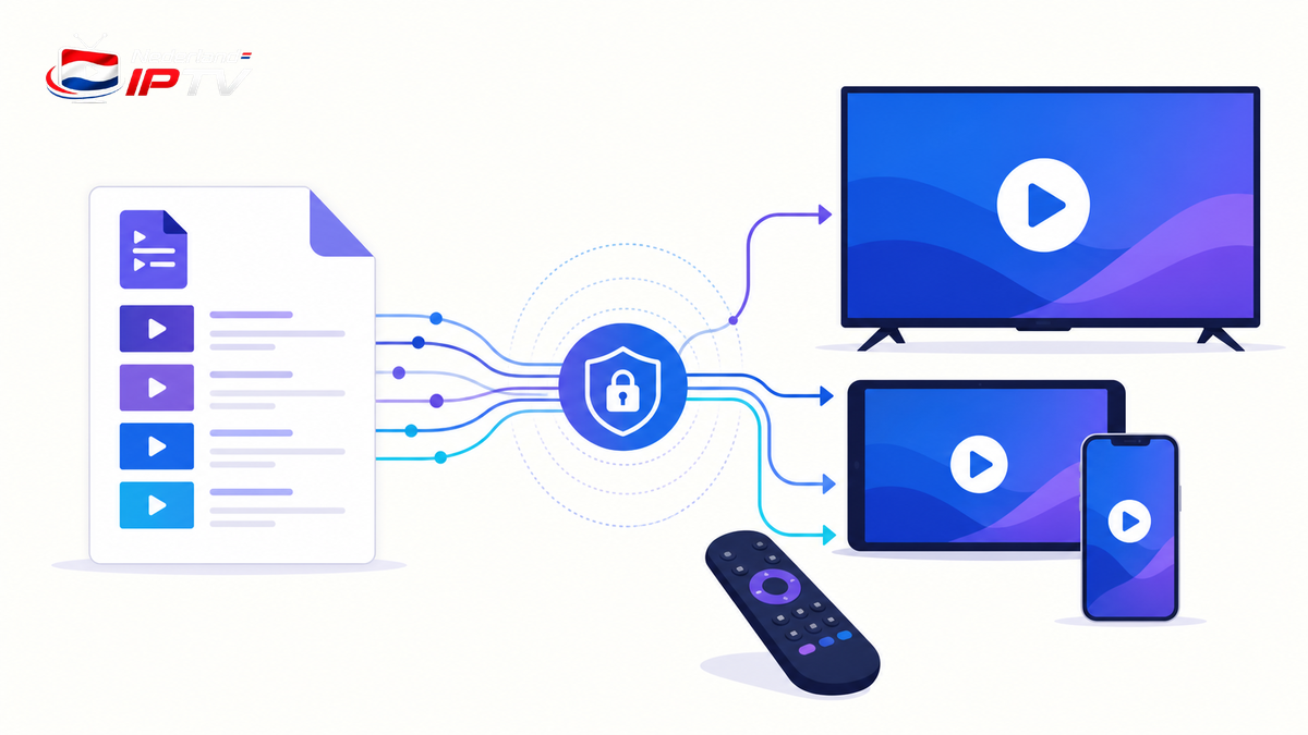 M3U playlist toevoegen via een beveiligde URL op smart-tv, telefoon en mediaspeler