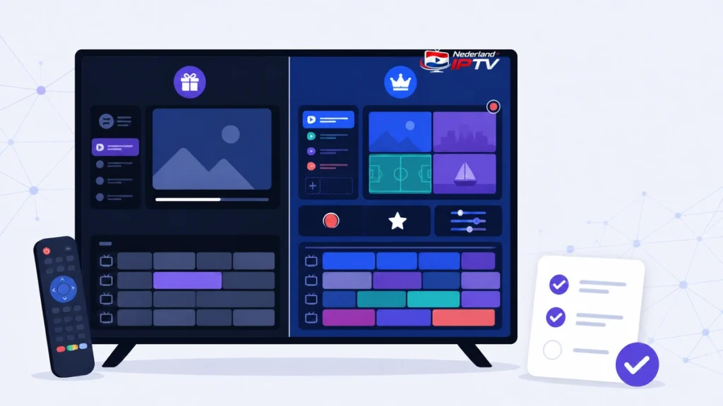 TiviMate Premium en gratis versie vergeleken op televisie