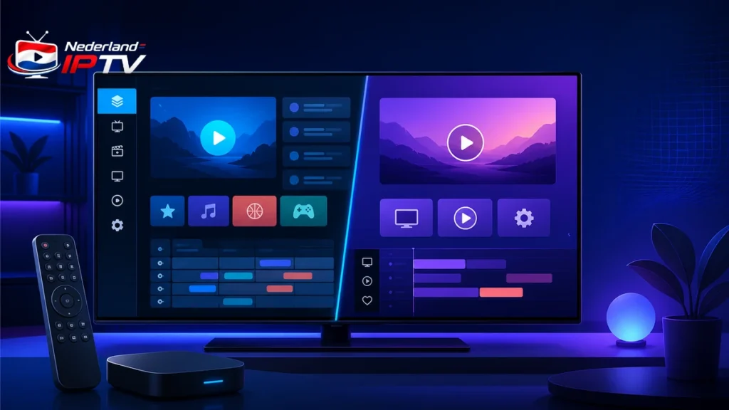 XCIPTV versus IBO Player vergeleken op een smart-tv